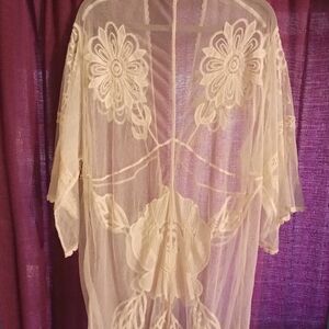 Odiva Ivory Boho Lace Duster Romantic Bridgerton Wimsigoth Wedding XXL Cottageco